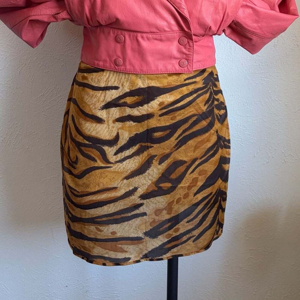 Vintage Van Raalte Animal Print Tiger Pattern Sheer Half Slip Skirt M